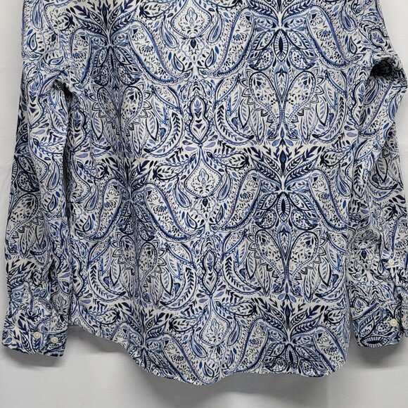 Joseph Abboud Linen Shirt Mens Medium Button Up Long Sleeve Paisely Print - Picture 10 of 14